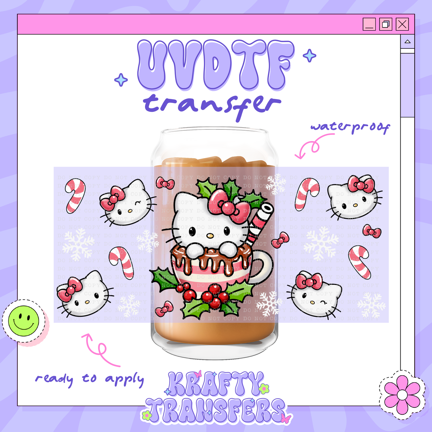 Kawaii Xmas Peppermint Mocha - 16oz Glass Wrap