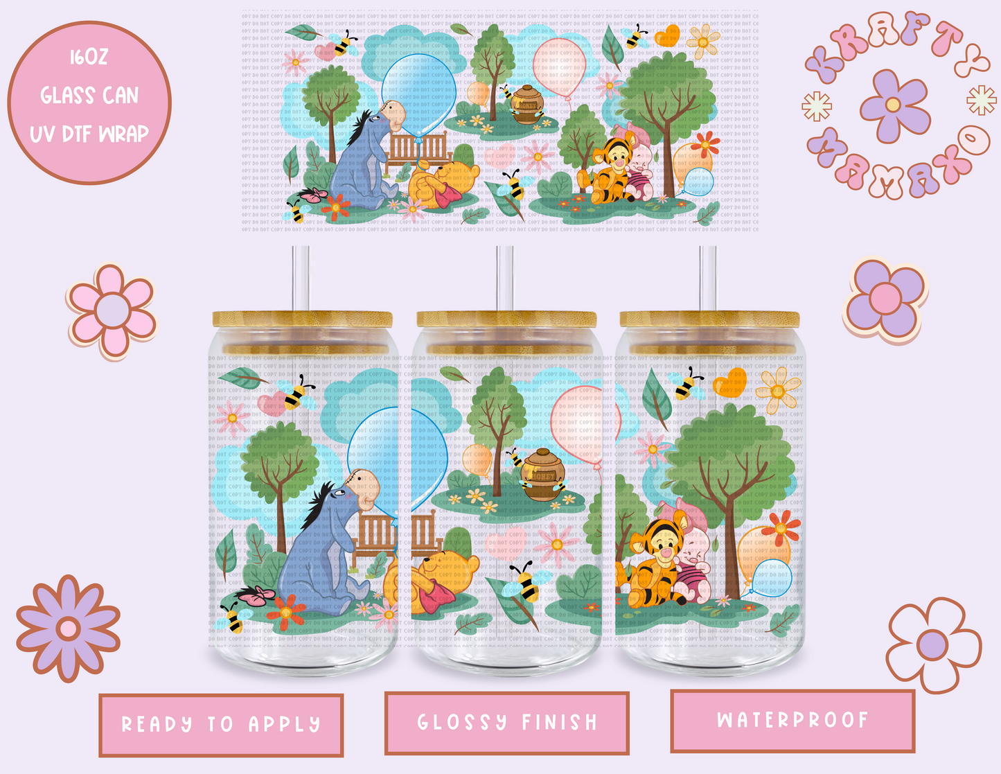 Bear & Friends - 16 Oz UV DTF Wrap