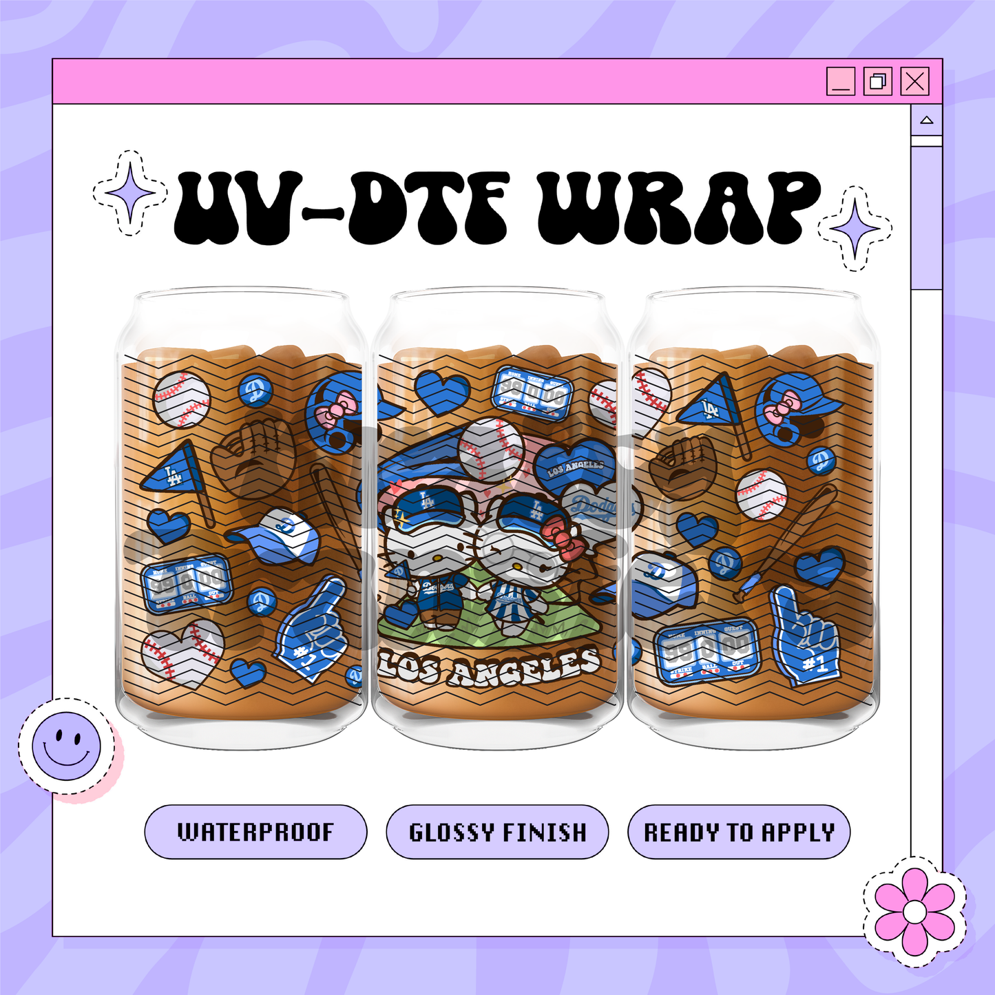 Los Angeles Kitties Kawaii - 16oz Glass Wrap