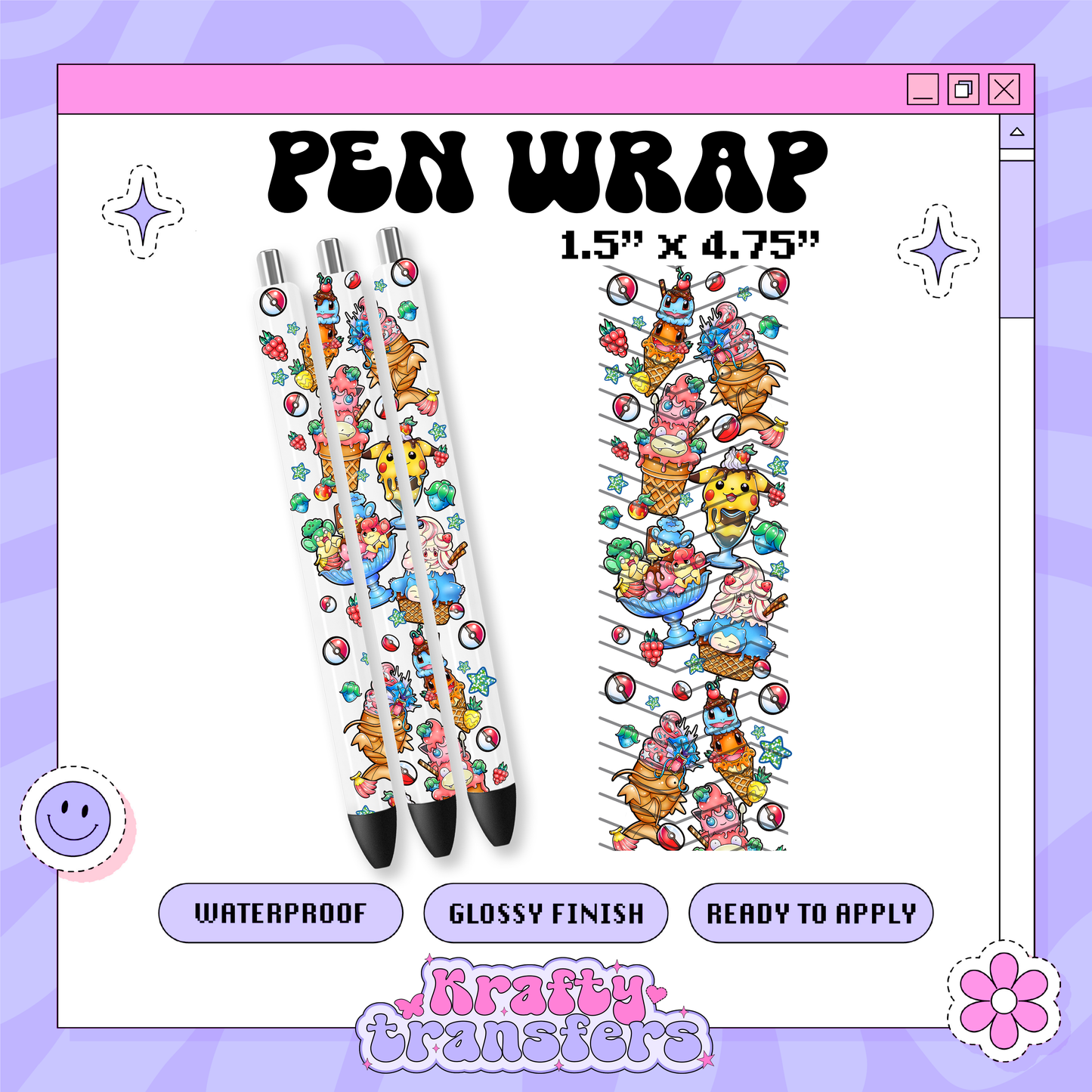 Anime Poke Ice Cream UV-DTF Pen Wraps