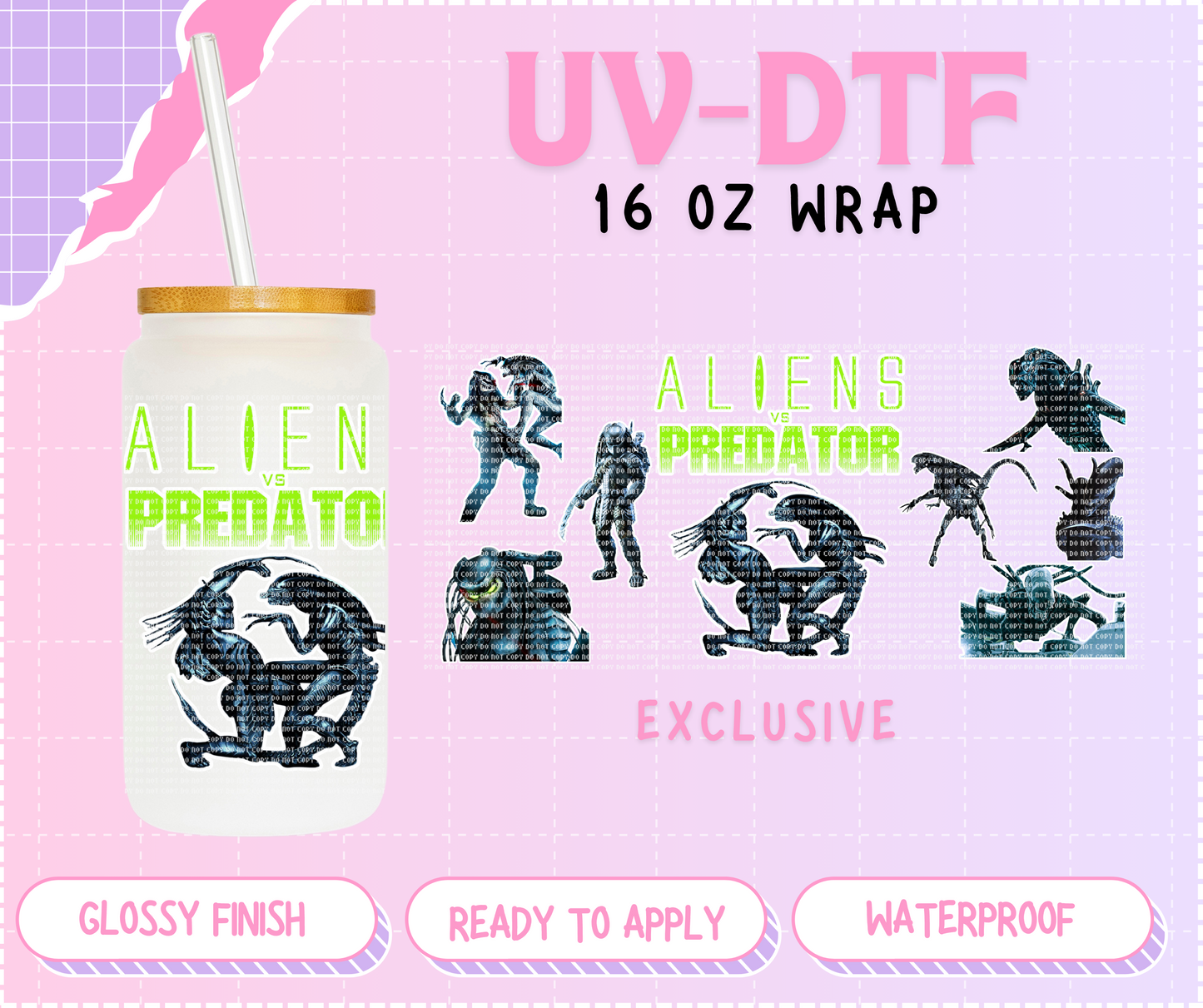 Alien & Predator EXCLUSIVE - 16 Oz UV DTF Wrap