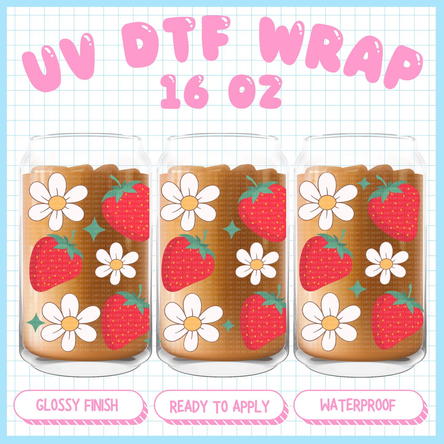 Strawberry Spring - 16 oz UV DTF WRAP