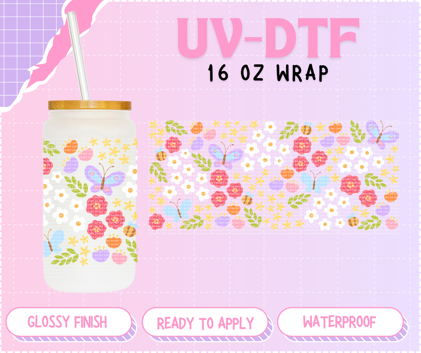 Spring flowers - 16 Oz UV DTF Wrap