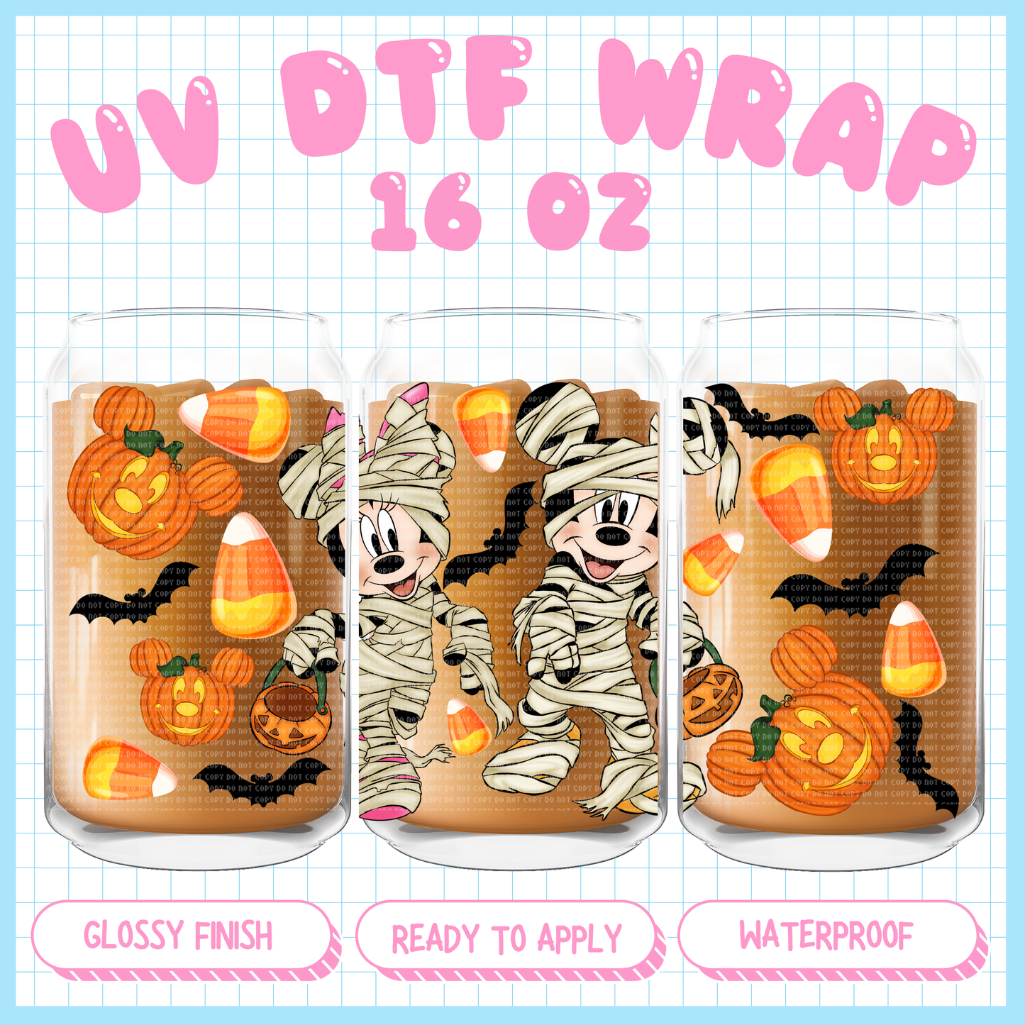Dis Halloween Mouses
- 16 oz UV DTF WRAP