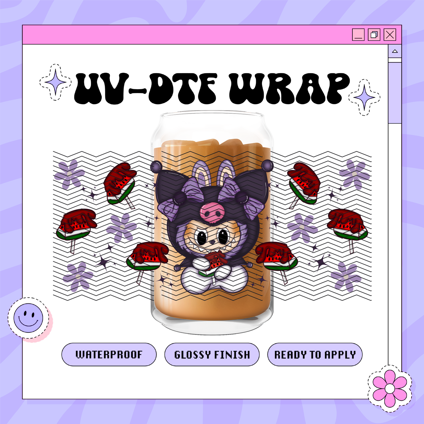 Kawaii Kuro Candy - 16oz Glass Wrap