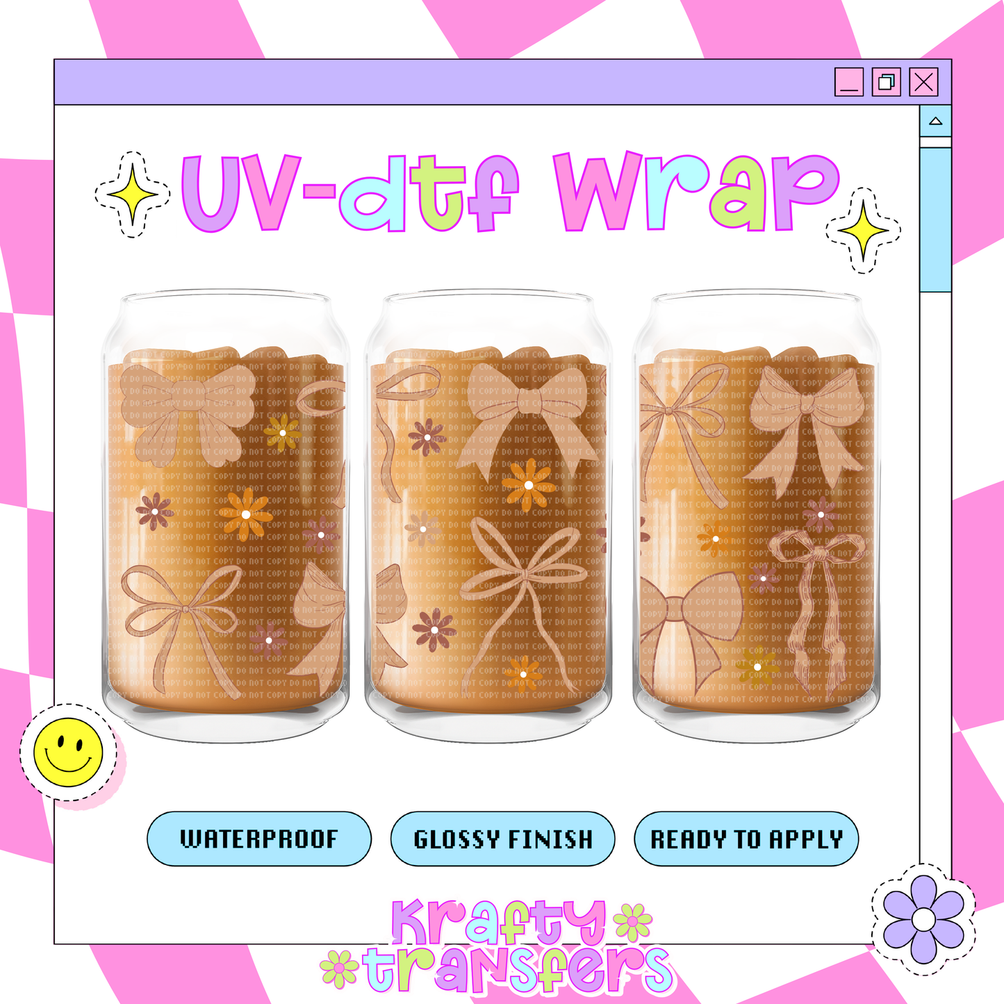 Girlie Bows - 16 oz Glass Wrap