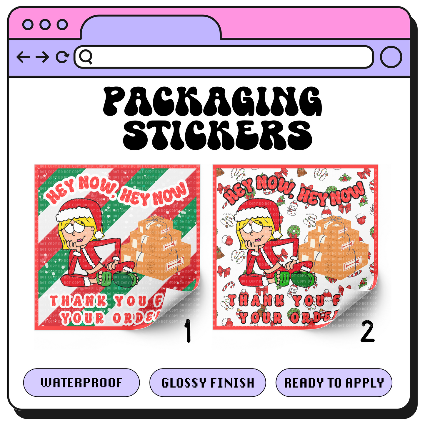 Hey now, Hey now Xmas - Sticker Packaging - 100 Stickers ( 3'' )