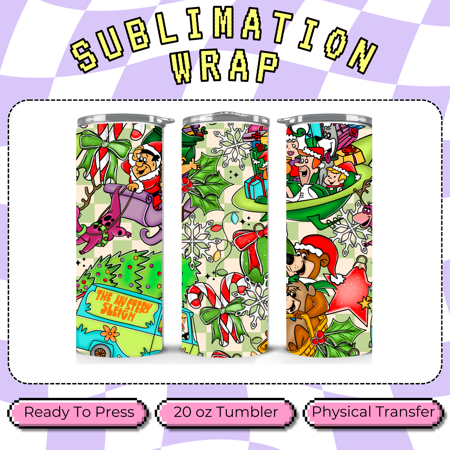 Old School Cartoons Xmas - 20oz Sublimation Tumbler Wrap