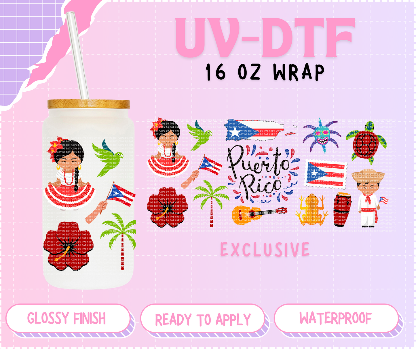 Puerto Rico - 16 Oz UV DTF Wrap