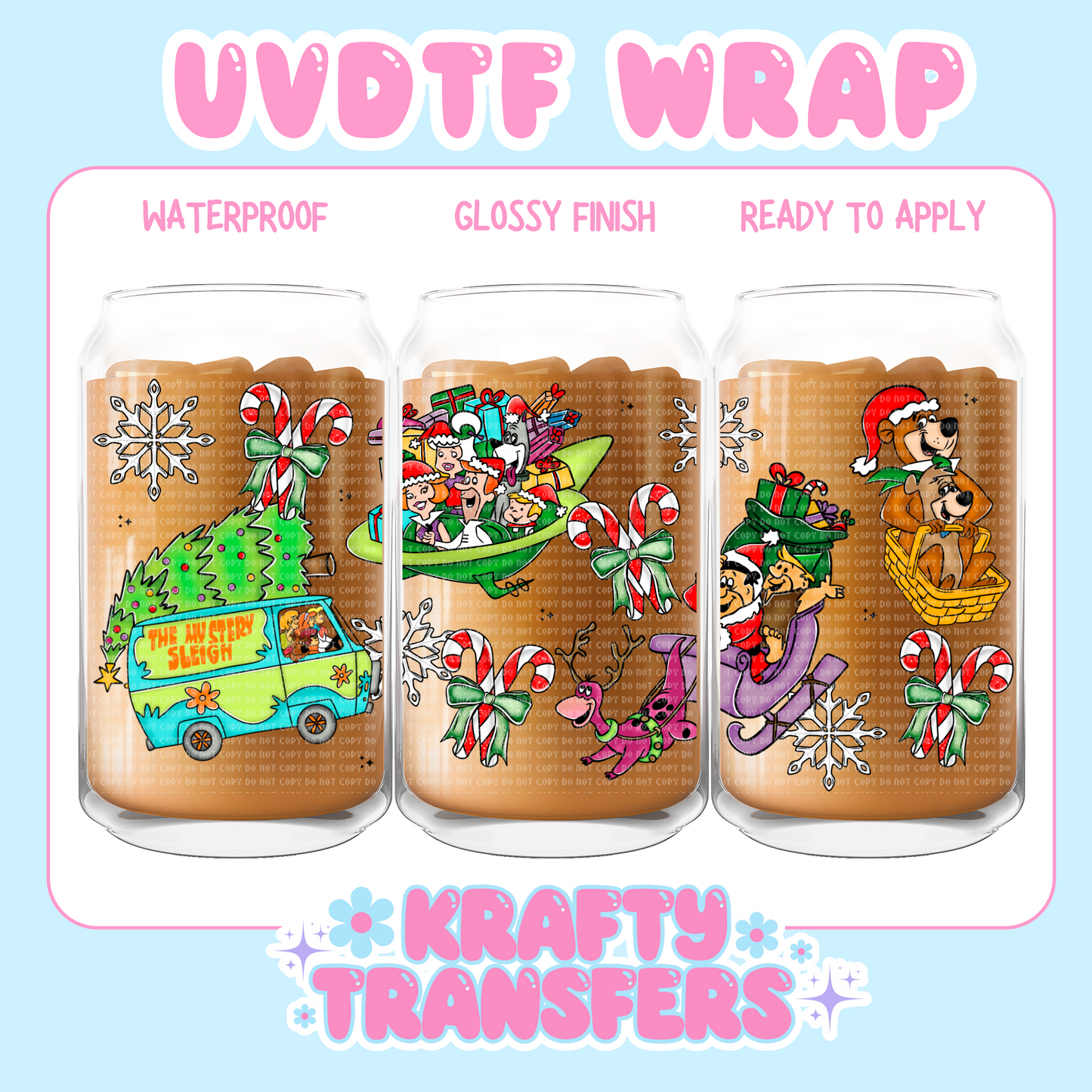 90s Cartoons Xmas - 16 oz UV DTF WRAP