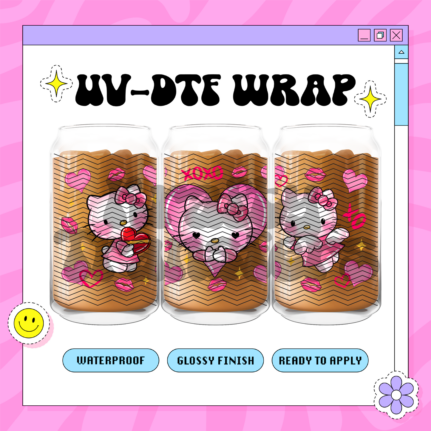 Kitty XOXO Vday Exclusive - 16 oz Glass Wrap