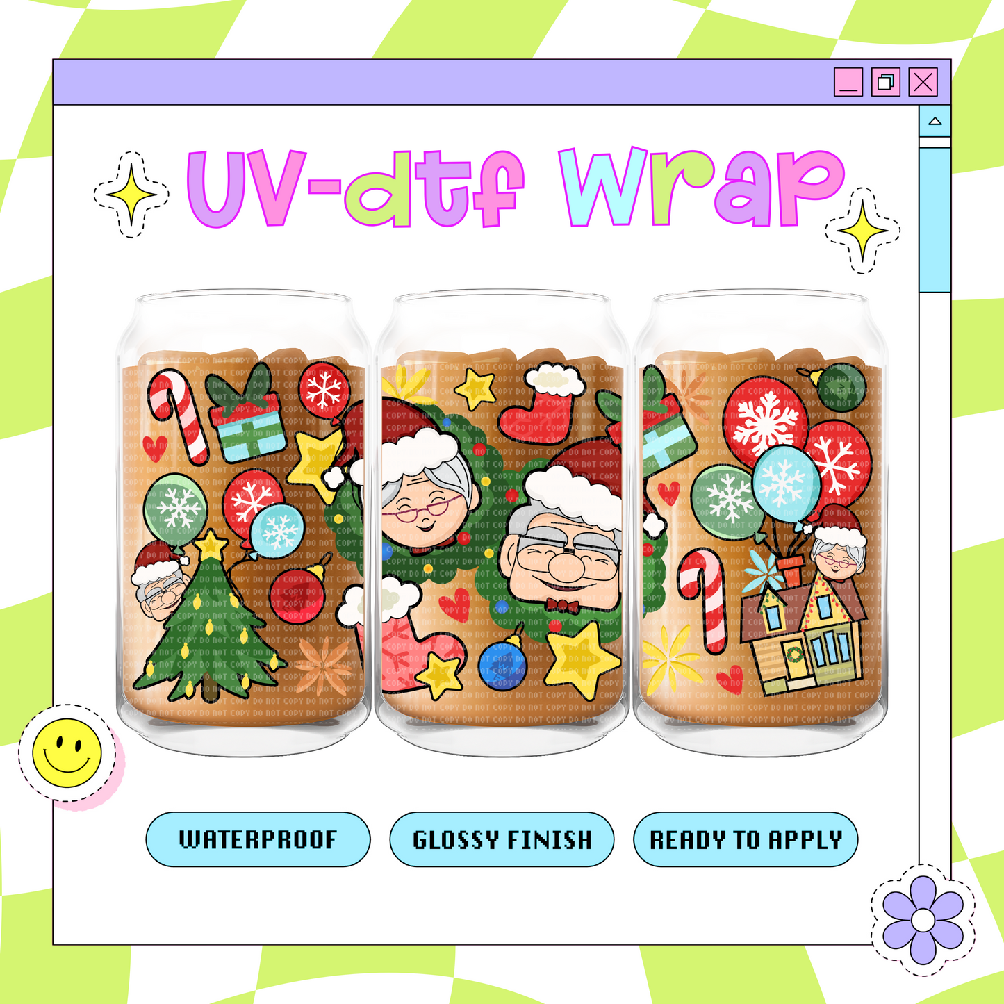 Up Xmas - 16 oz Glass Wrap
