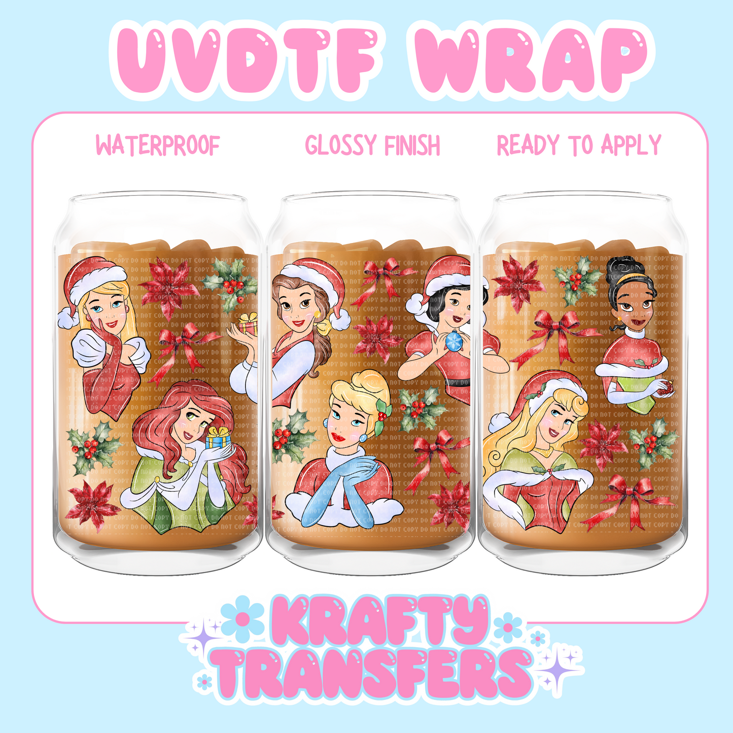 Princess Xmas - 16 oz UV DTF WRAP