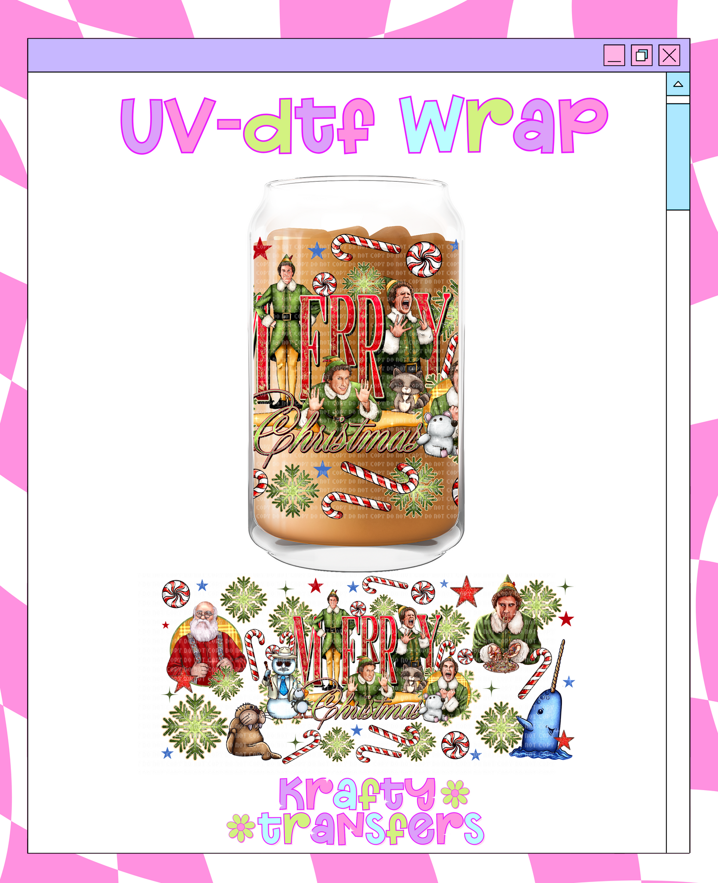 Elf Merry - 16 oz Glass Wrap