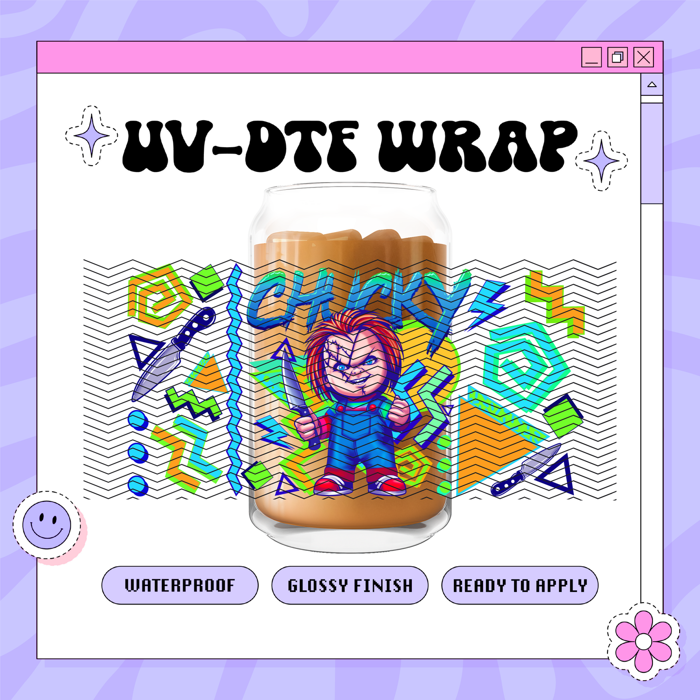 Horror Killer Doll - 16oz Glass Wrap