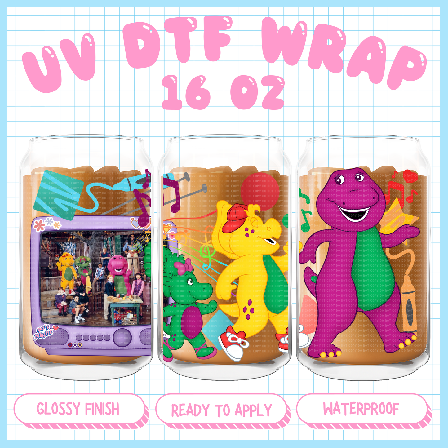 Dinosaurs
- 16 oz UV DTF WRAP