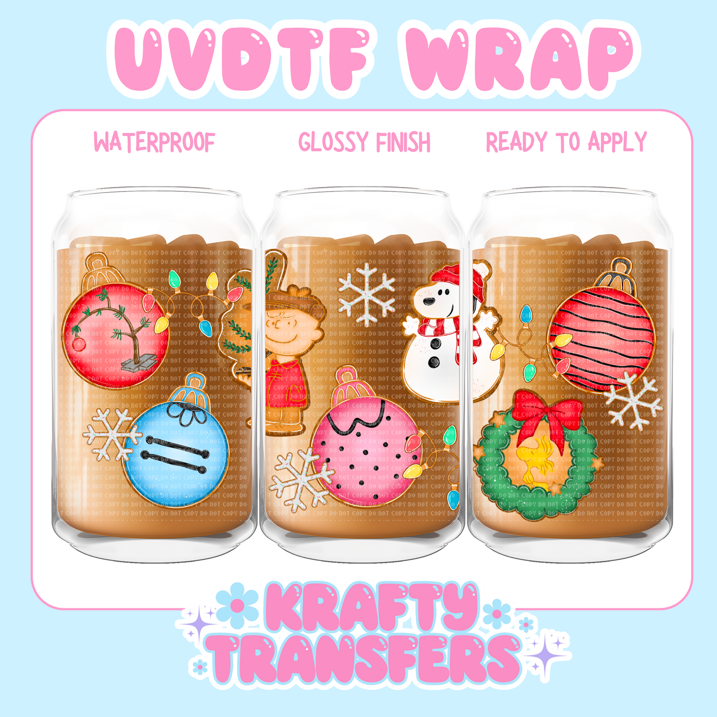 Peanuts Cookies Xmas - 16 oz UV DTF WRAP
