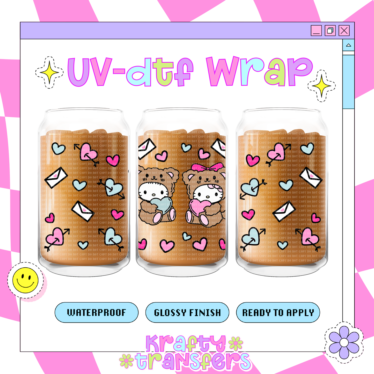 Two Cute Bears Vday - 16 oz Glass Wrap