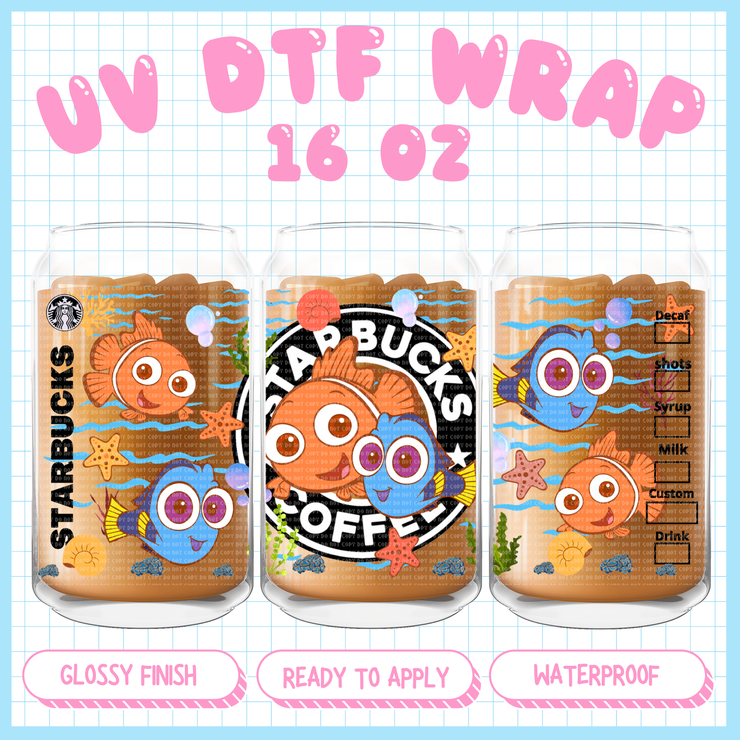 Fish friends - 16 oz UV DTF WRAP