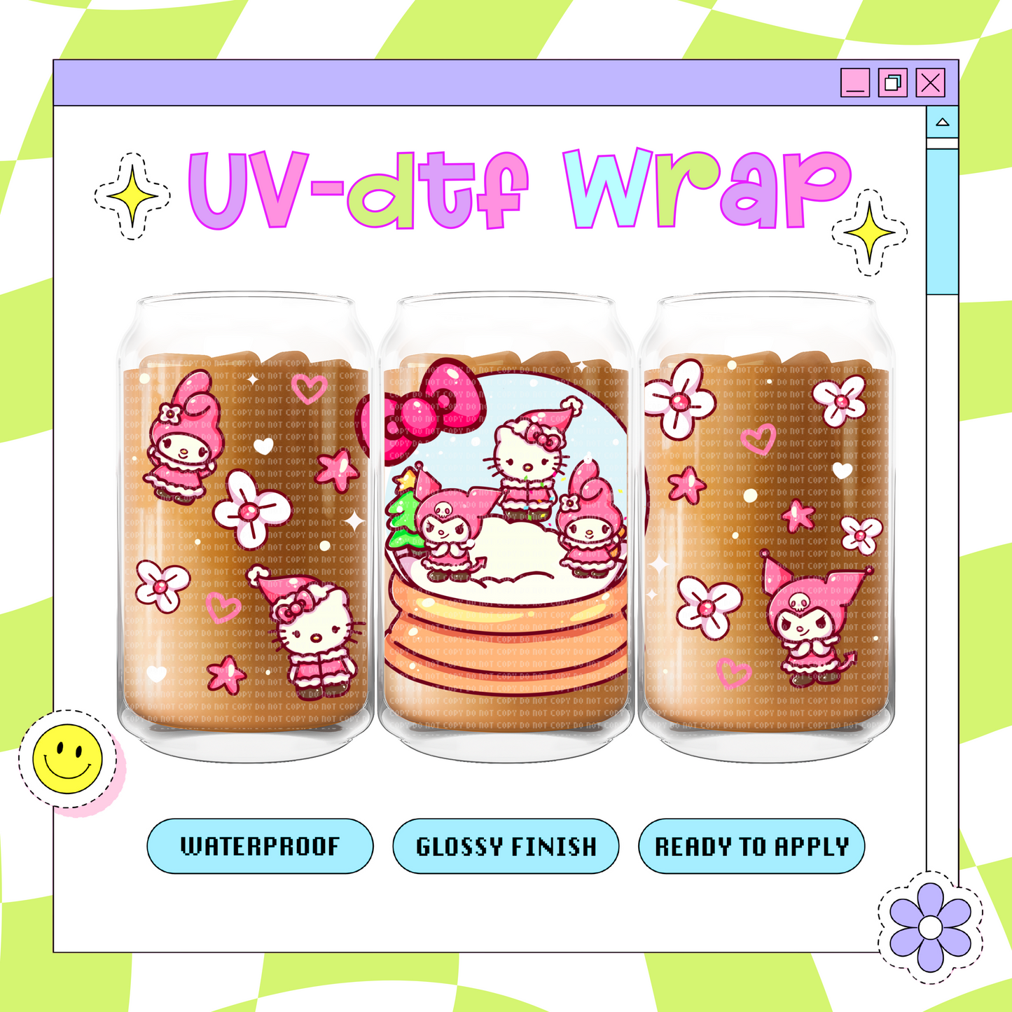 Kawaii snowglobe Xmas - 16 oz Glass Wrap