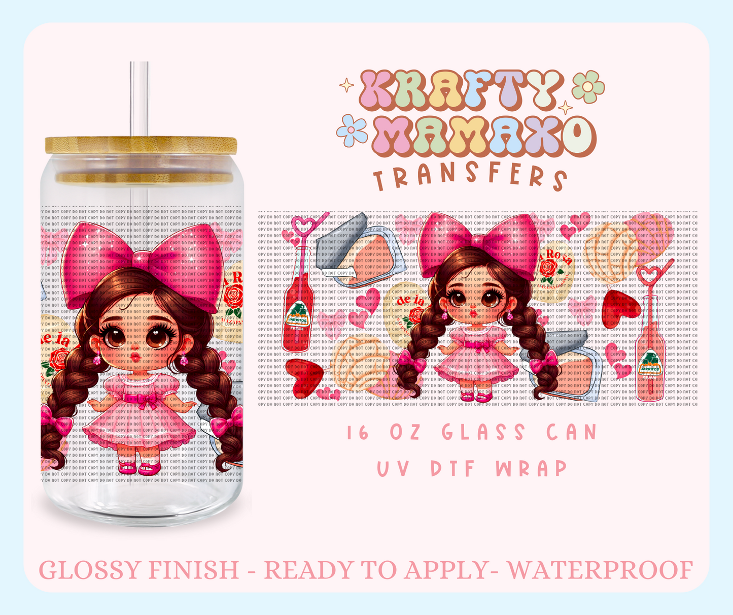 Girl with snacks - 16 Oz UV DTF Wrap