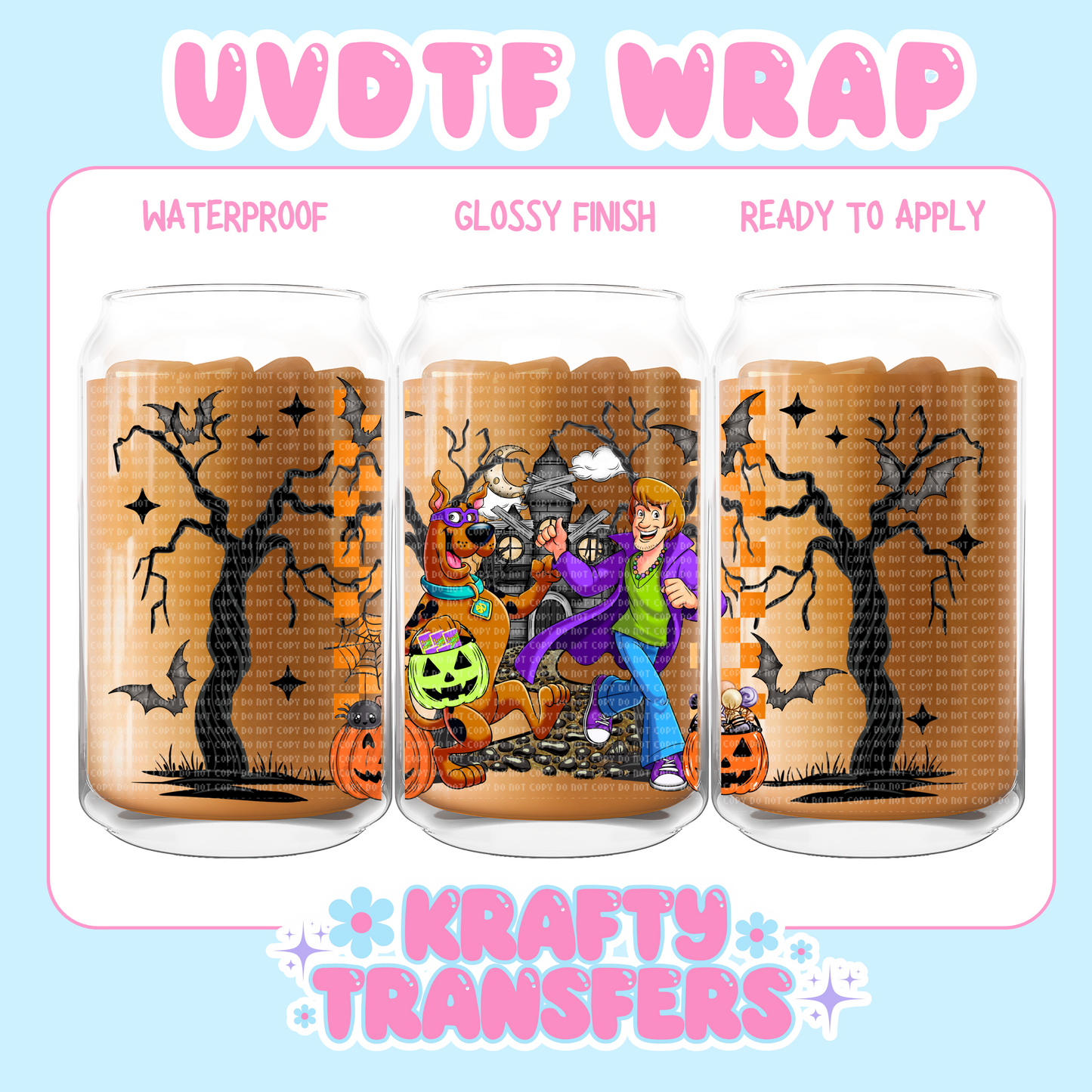 Spooky Dog & Bestie - 16 oz UV DTF WRAP