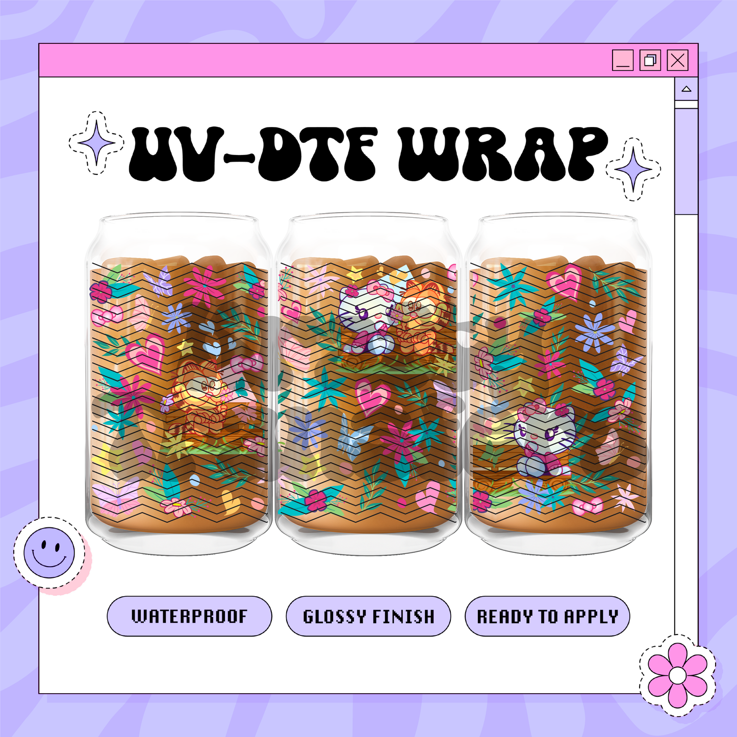 Kitty & Garfield Spring - 16oz Glass Wrap