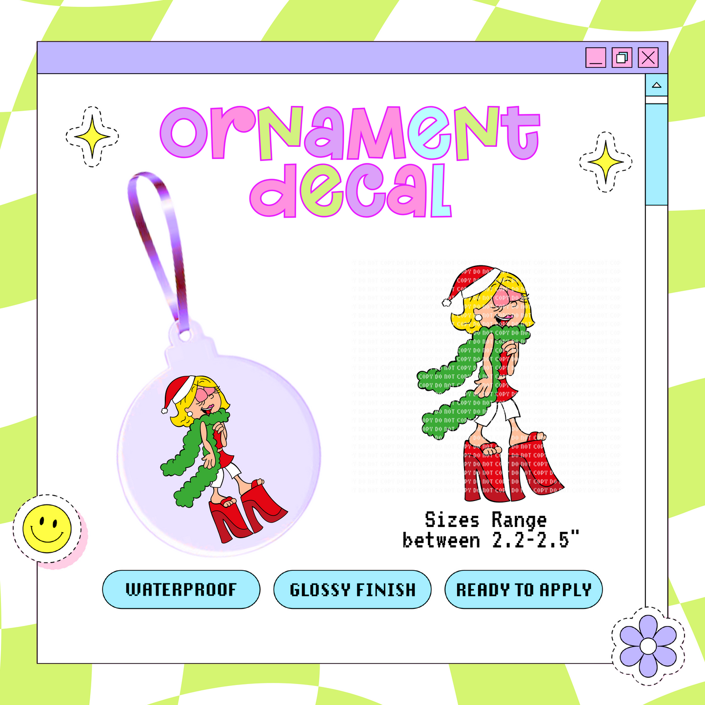 Fancy Xmas Lizz - Ornament Decal