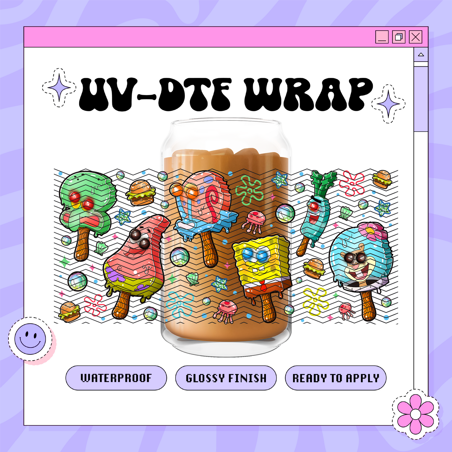 Sponge + Friends Ice Cream - 16oz Glass Wrap