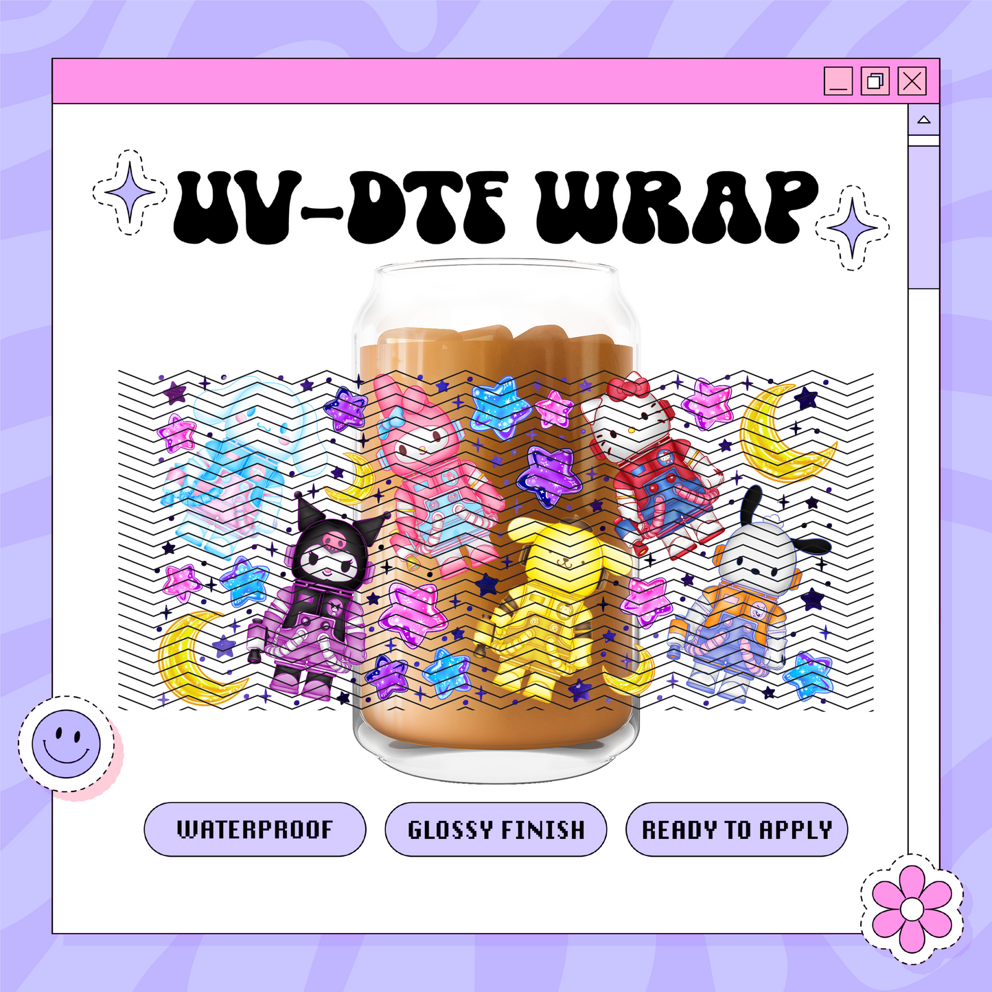 Kawaii Space Kitty - 16oz Glass Wrap