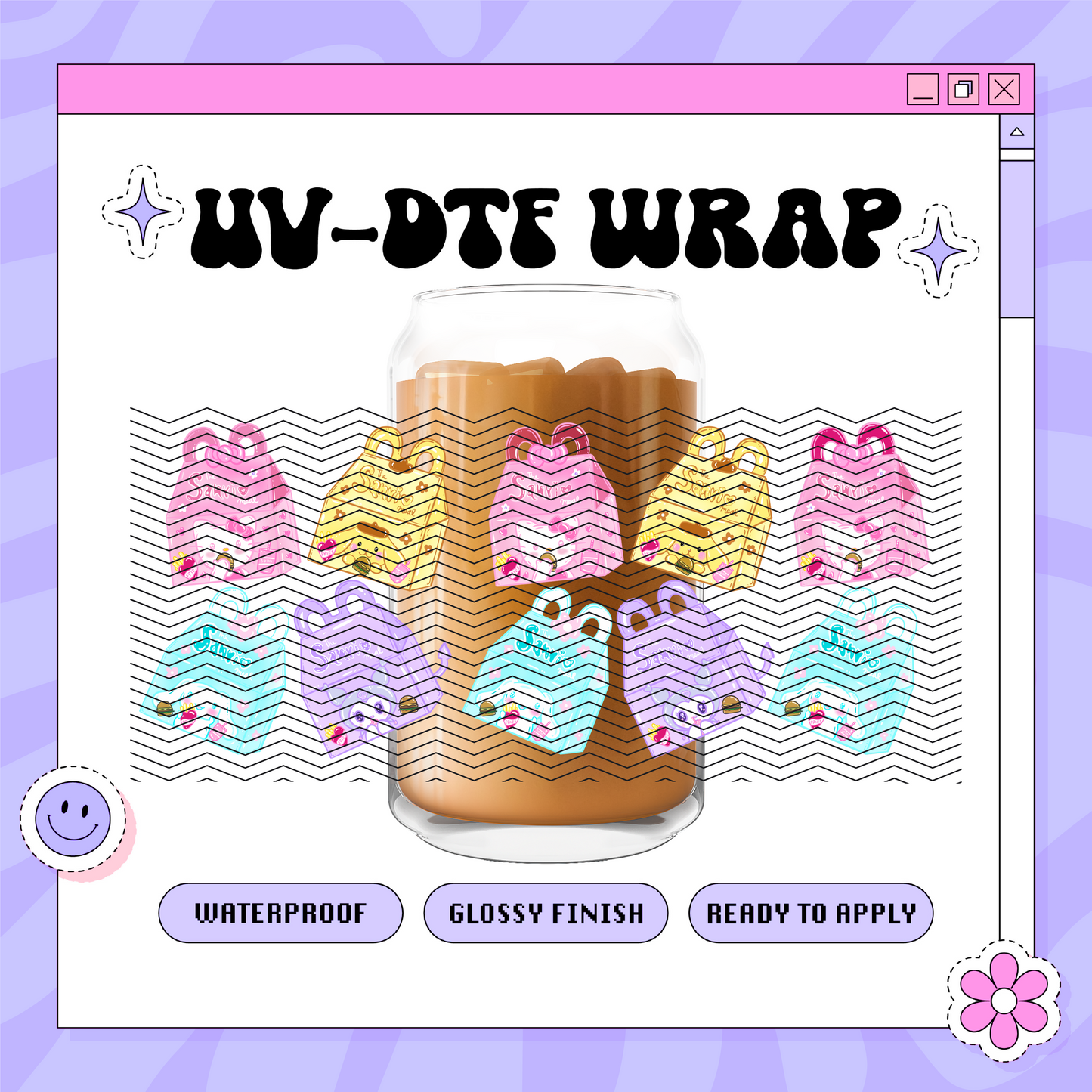 Kawaii Kitty + Happy Meal - 16oz Glass Wrap