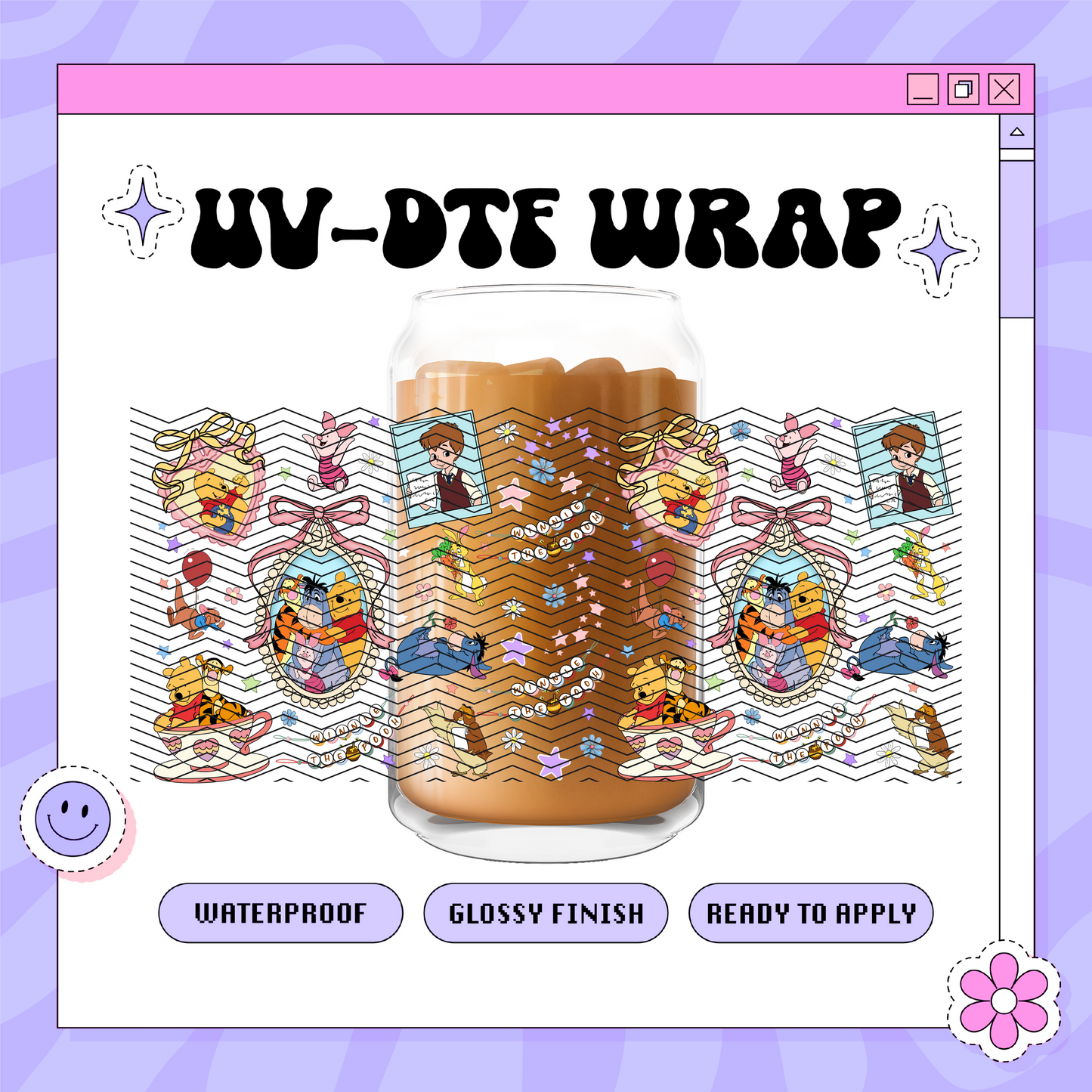 Dis Hunny Bear + Friends - 16oz Glass Wrap