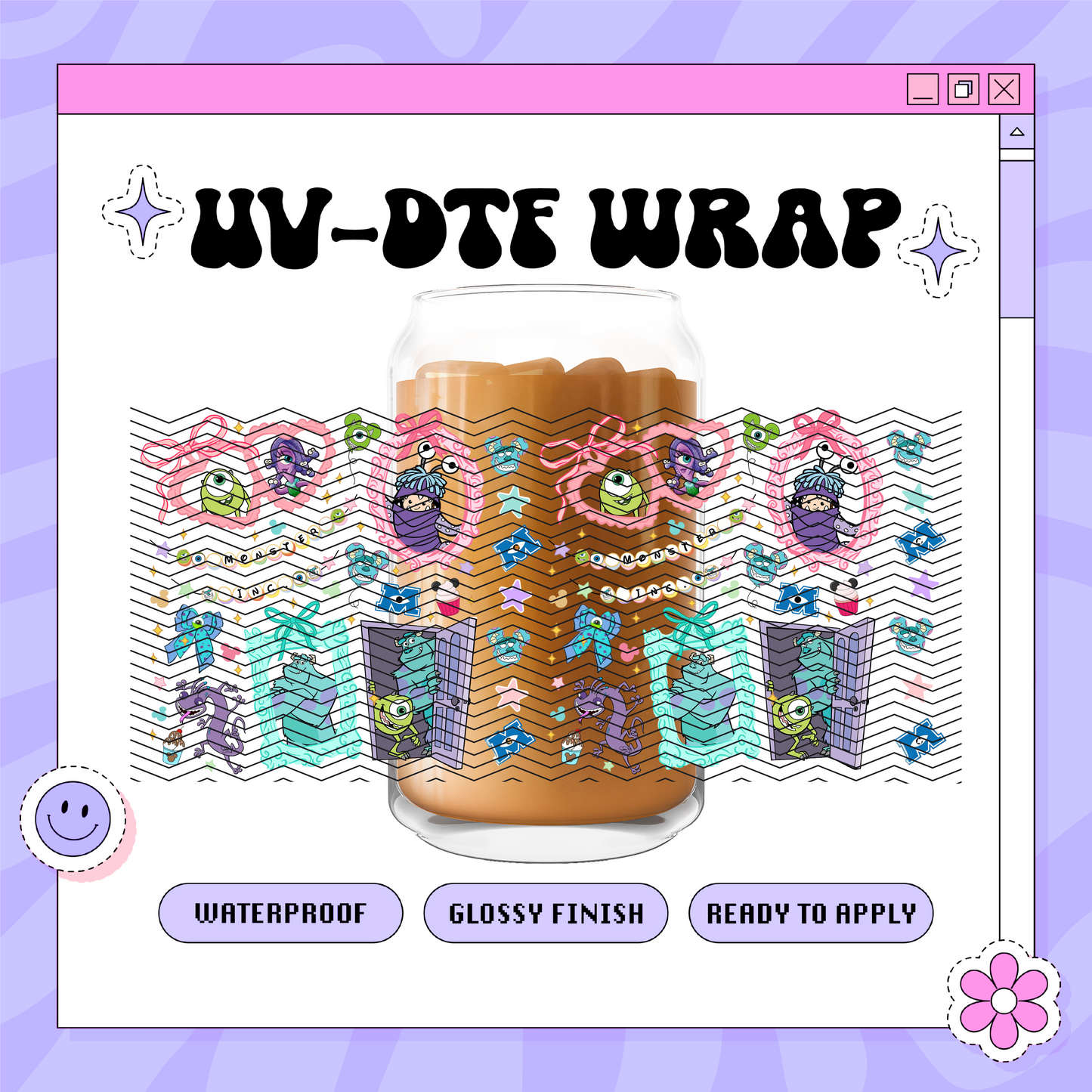 Dis Scare Monsters - 16oz Glass Wrap