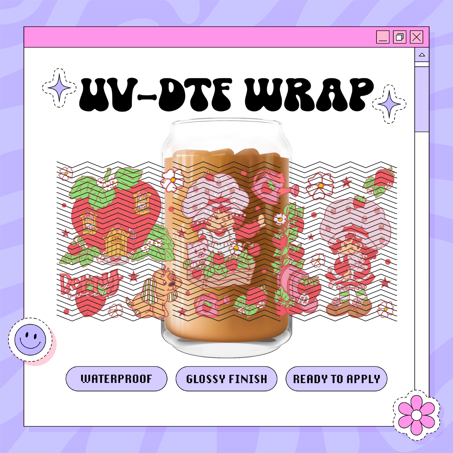 Strawberry Cute 2000s - 16oz Glass Wrap