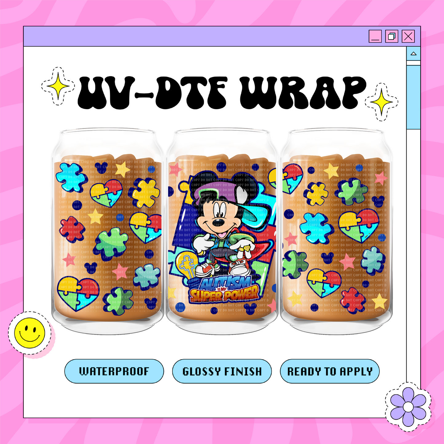 Autism Power - 16oz Glass Wrap