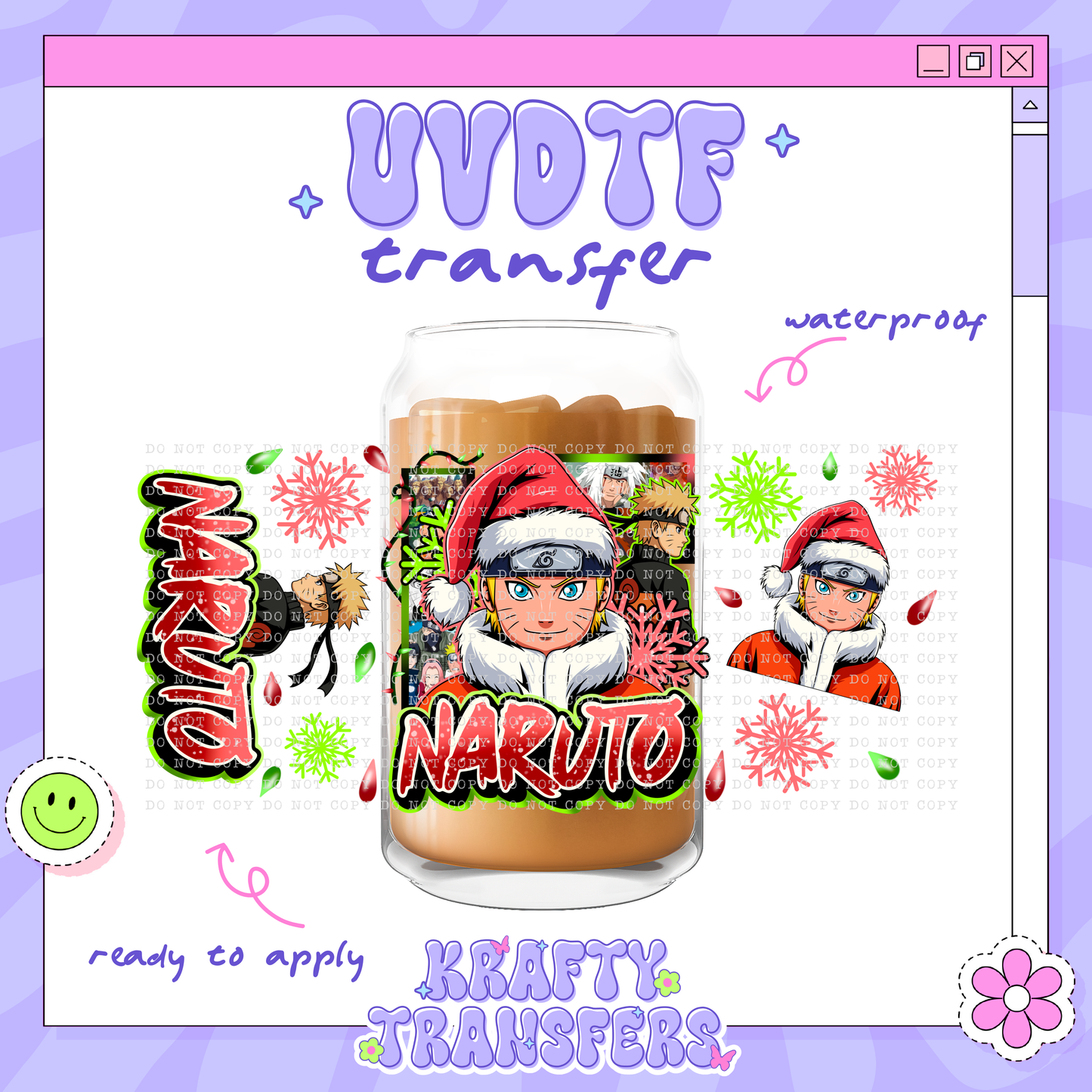 Xmas Naru Anime - 16oz Glass Wrap
