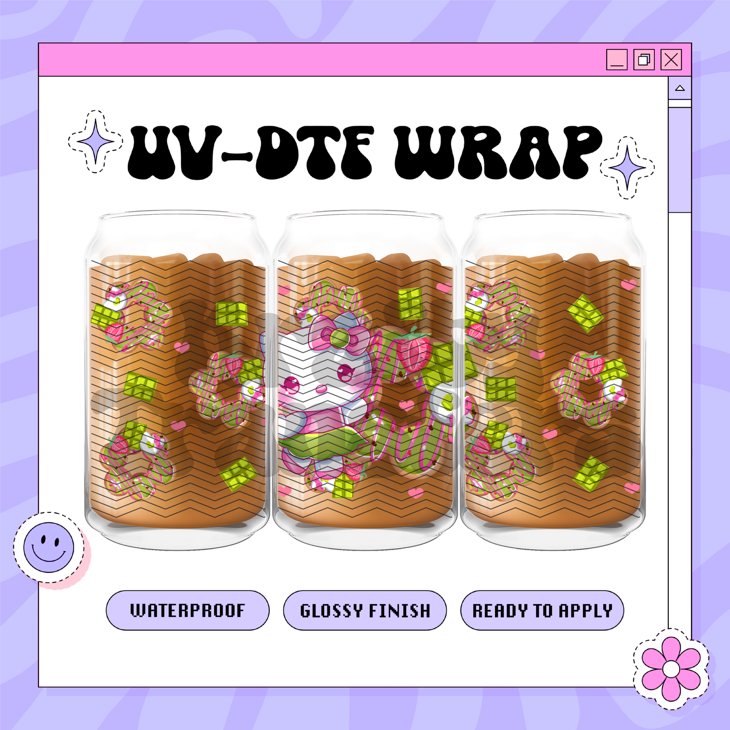 Kitty Sweets Kawaii - 16oz Glass Wrap