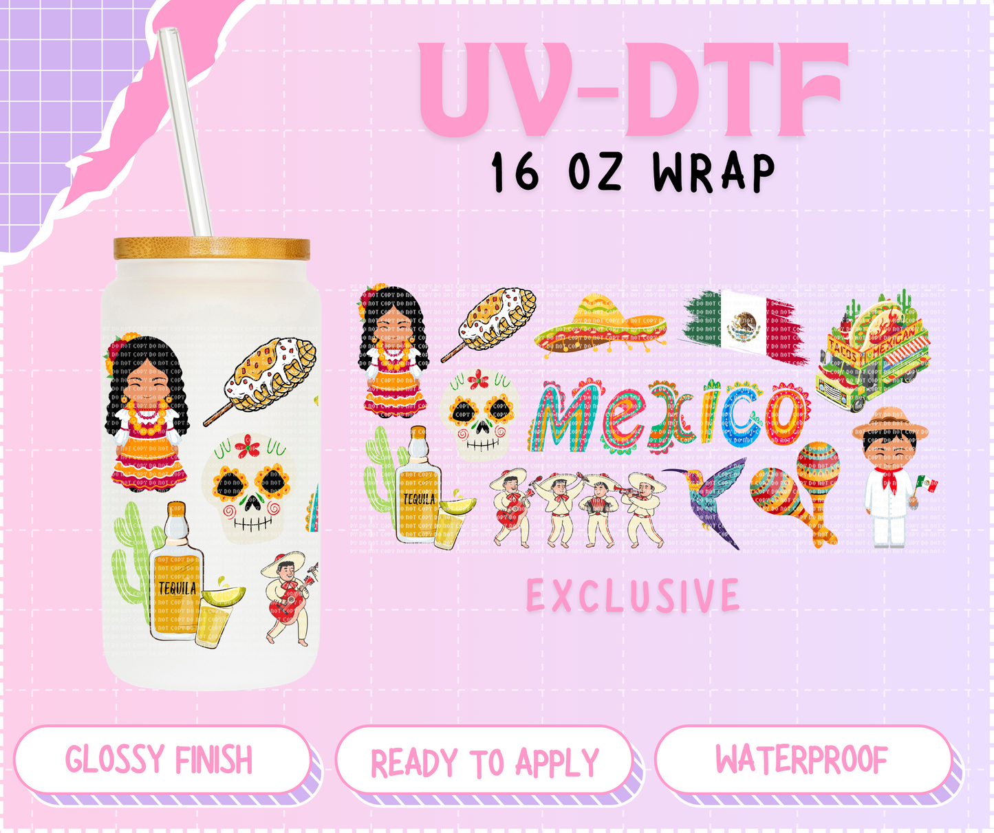 Mexico - 16 Oz UV DTF Wrap