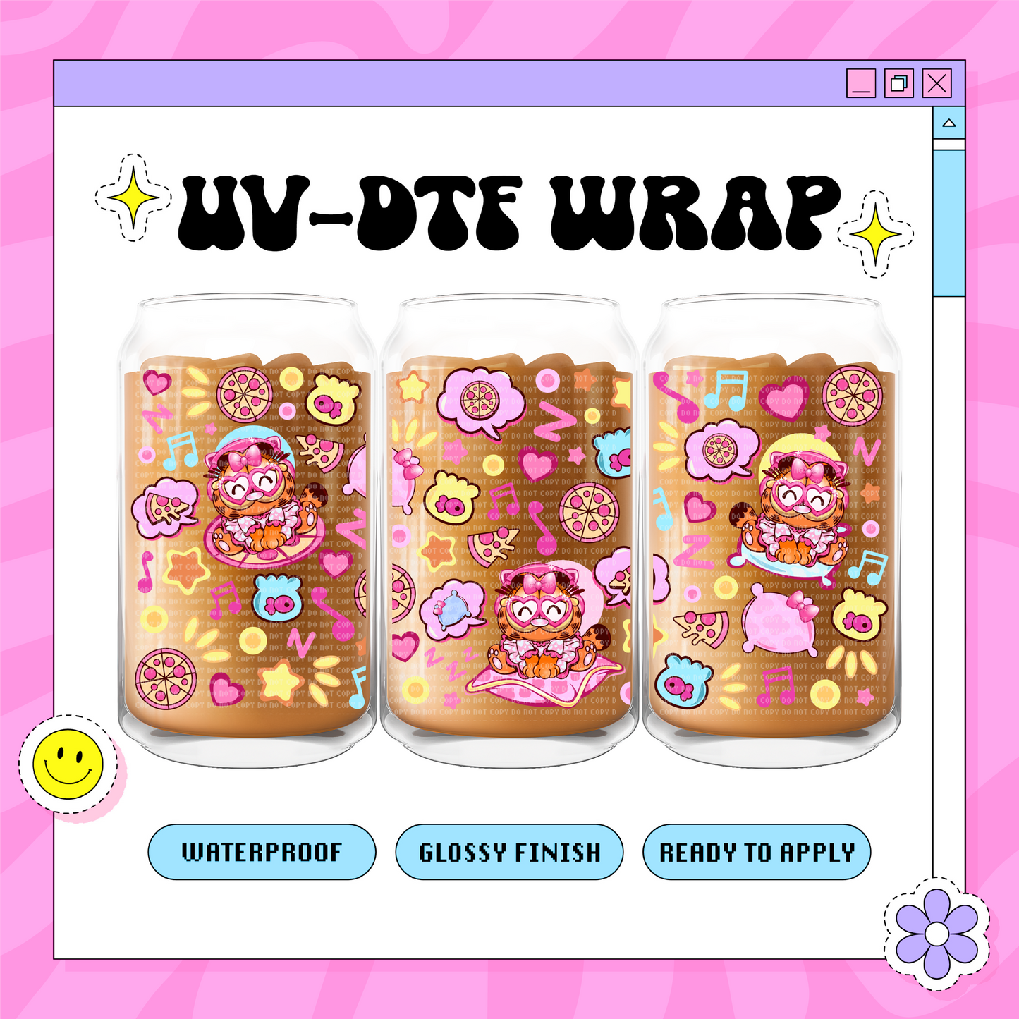 Girly Cat - 16oz Glass Wrap