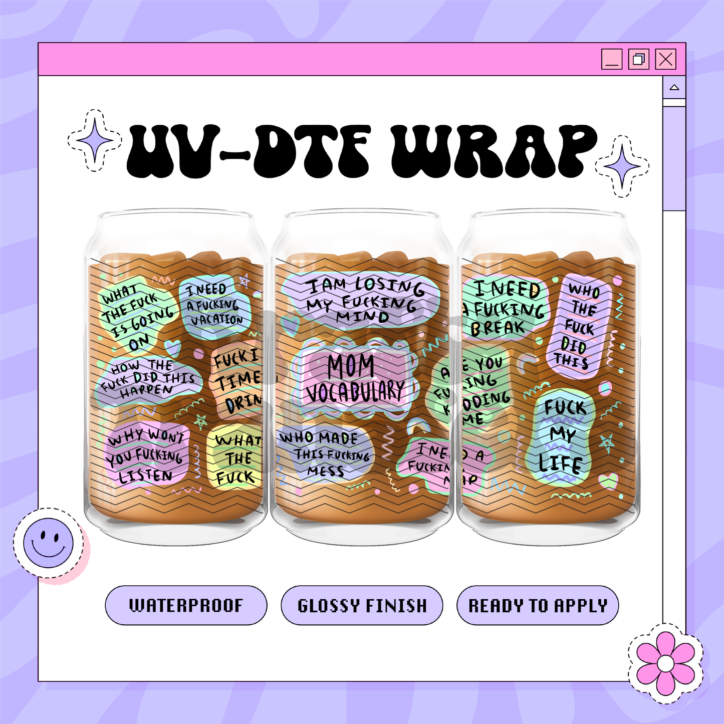 Mom Vocabulary - 16oz Glass Wrap