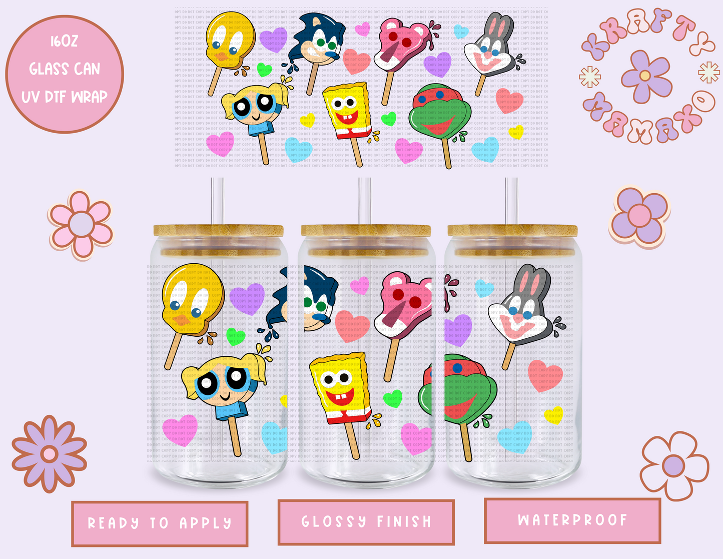 Retro Popsicles - 16 Oz UV DTF Wrap