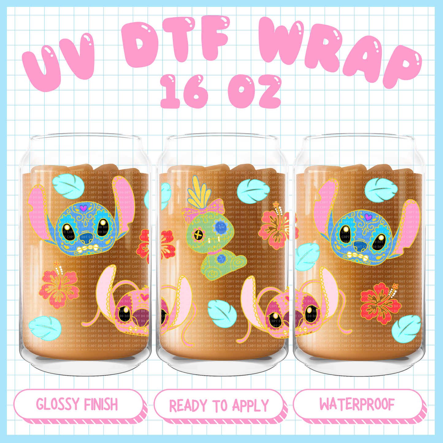 Aliens Day of Dead - 16 oz UV DTF WRAP