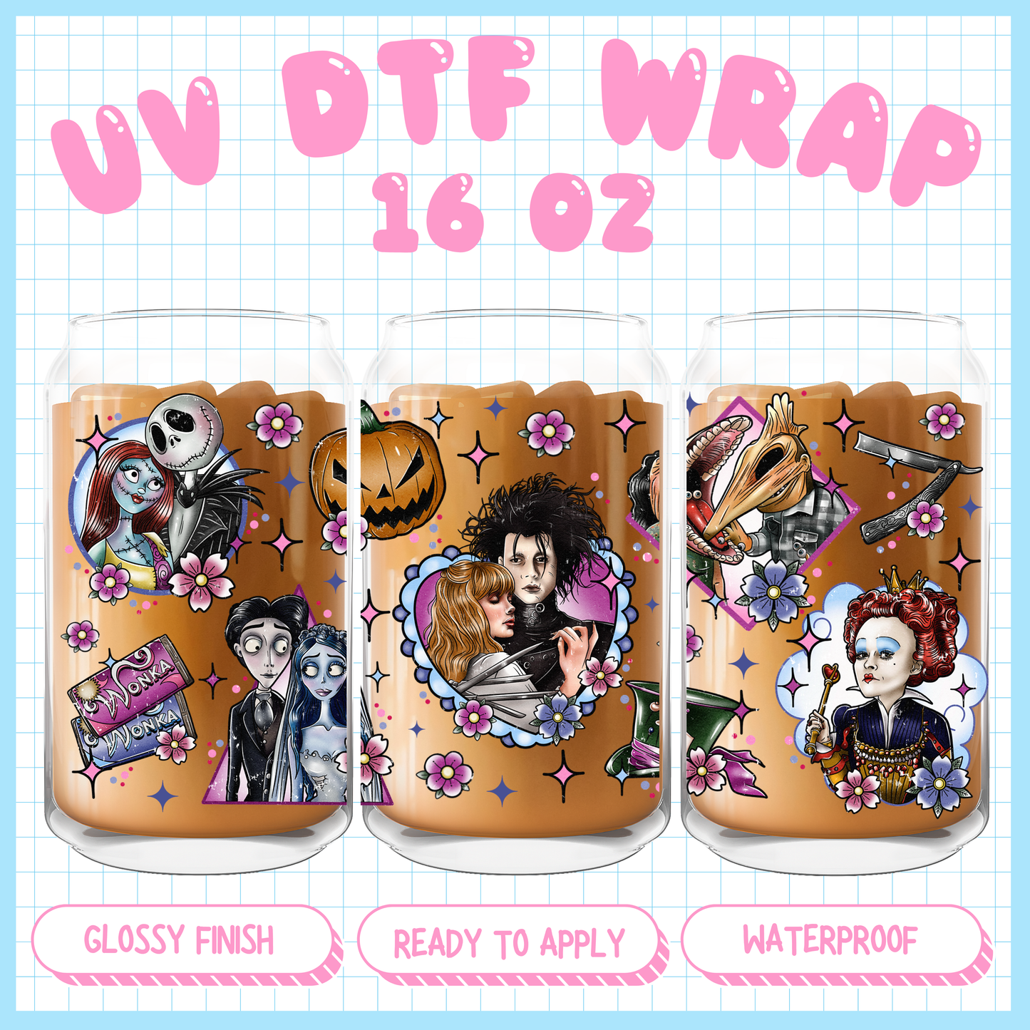 Horror Characters Movies
- 16 oz UV DTF WRAP