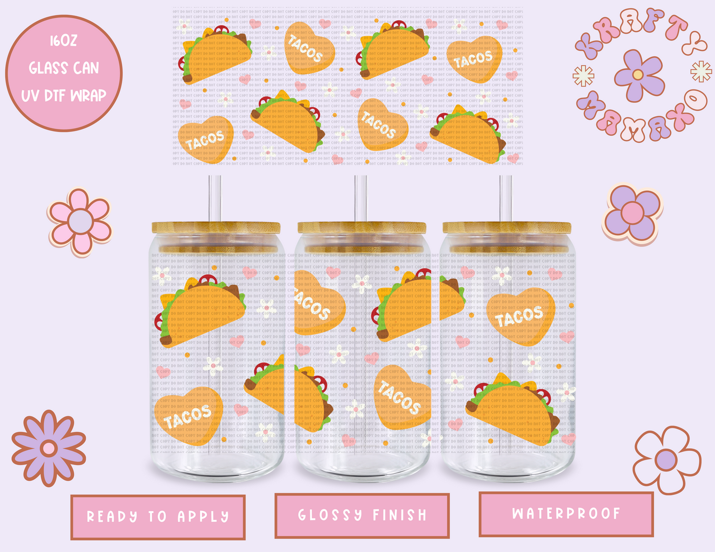 Tacos - 16 Oz UV DTF Wrap