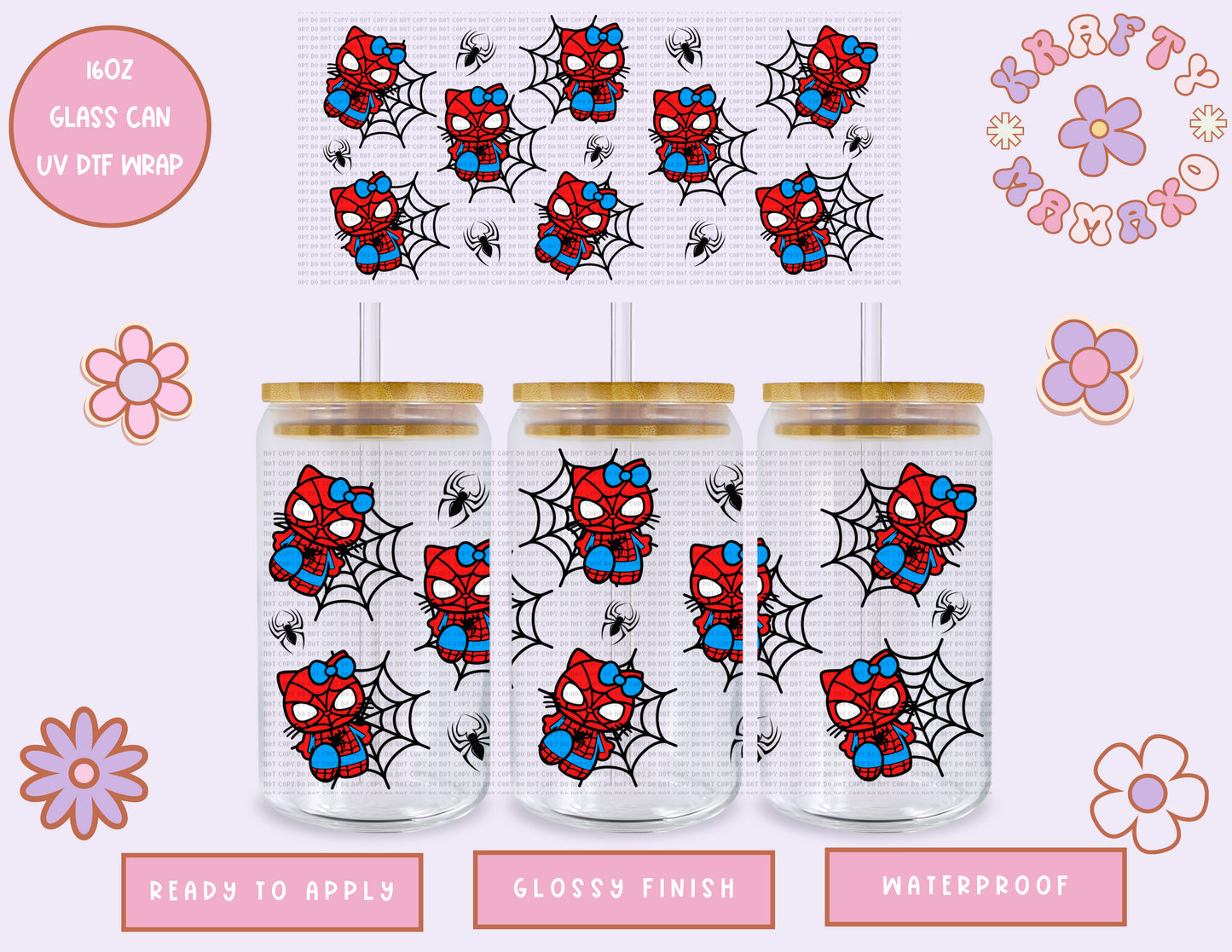 Spider Kitty- 16 Oz UV DTF Wrap