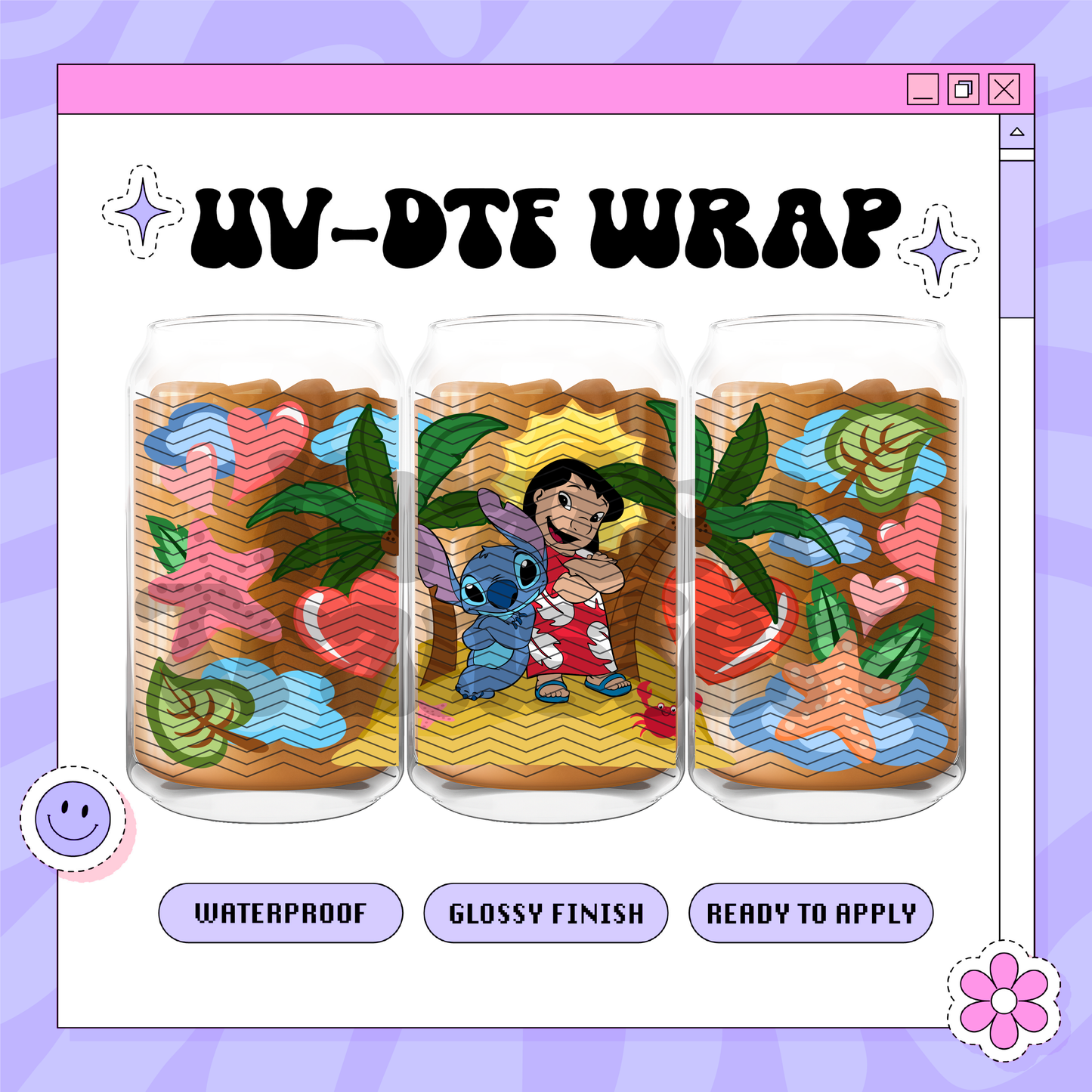 Alien & Lilo Summer Beach Dis - 16oz Glass Wrap