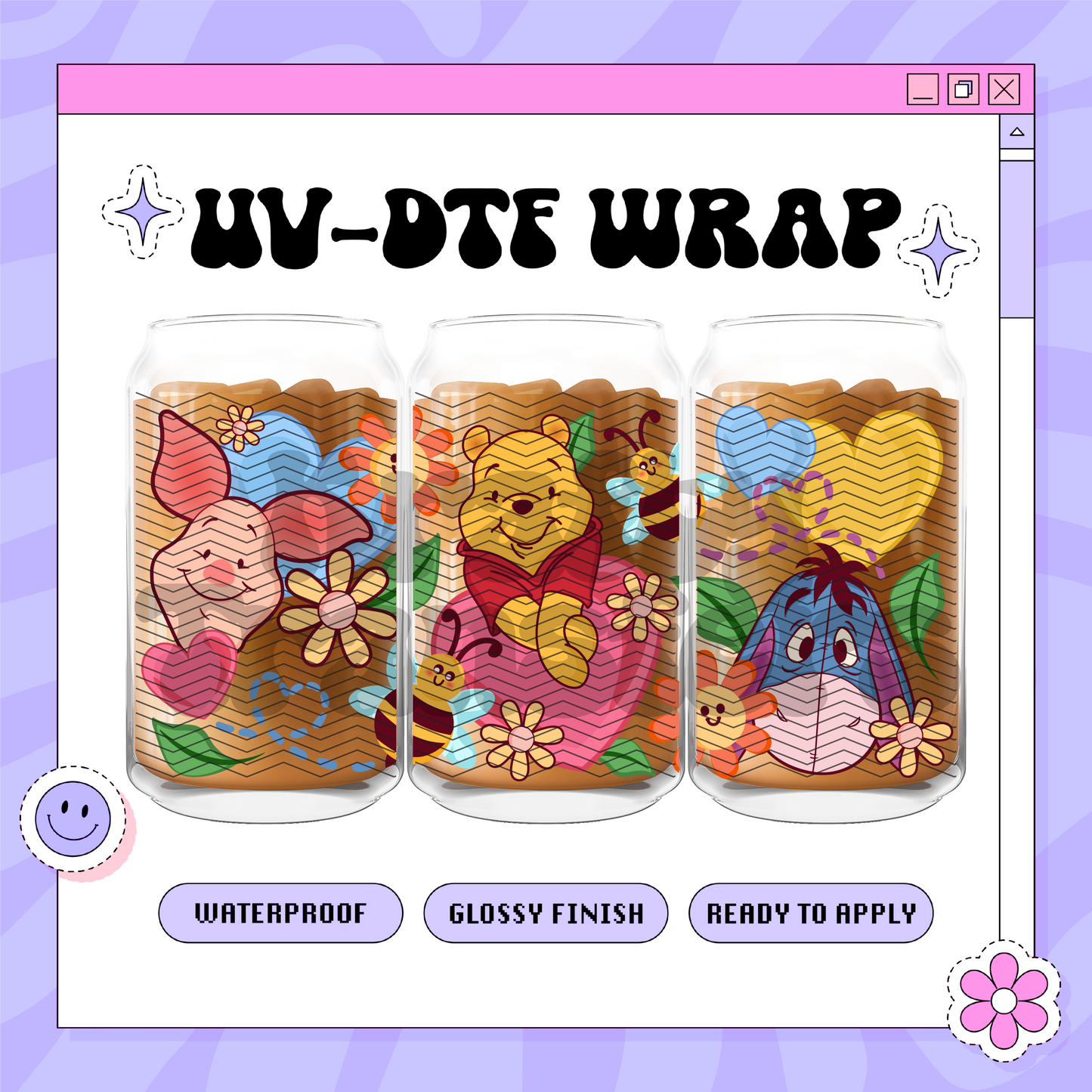 Bear & Friends Dis Spring- 16oz Glass Wrap