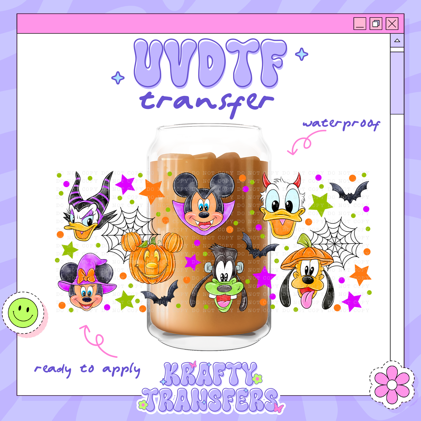 Dis Spooky Retro Villains - 16oz Glass Wrap