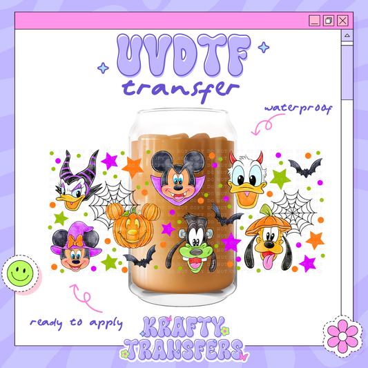 Dis Spooky Retro Villains - 16oz Glass Wrap