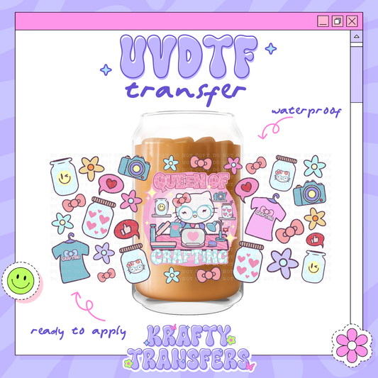Kawaii Craft Kitty - 16oz Glass Wrap